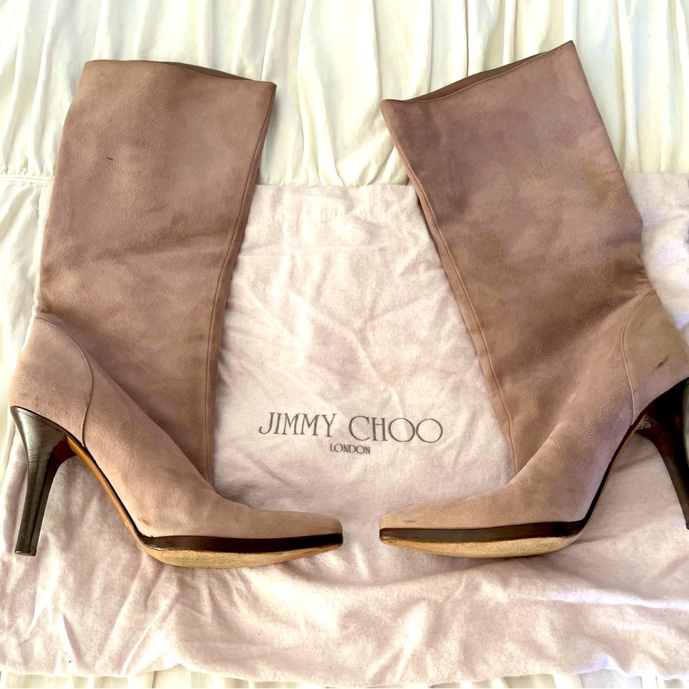 Jimmy Choo lavender suede boots size 37.5